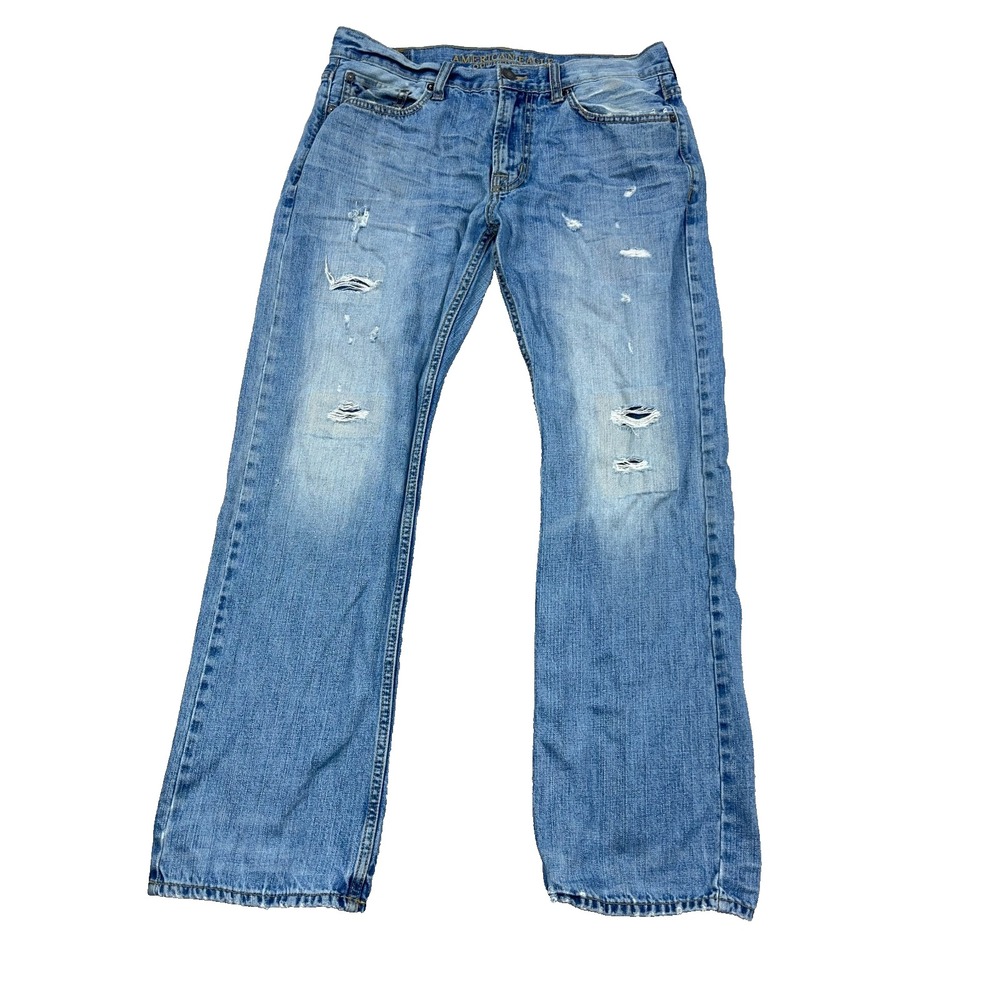 American Eagle Jeans Men 32x32 Original Boot Cut Med Wash Distressed VTG Y2K *